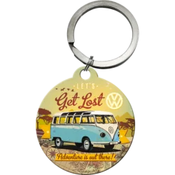 Porte-clés rond VW Bulli "Let's Get Lost"