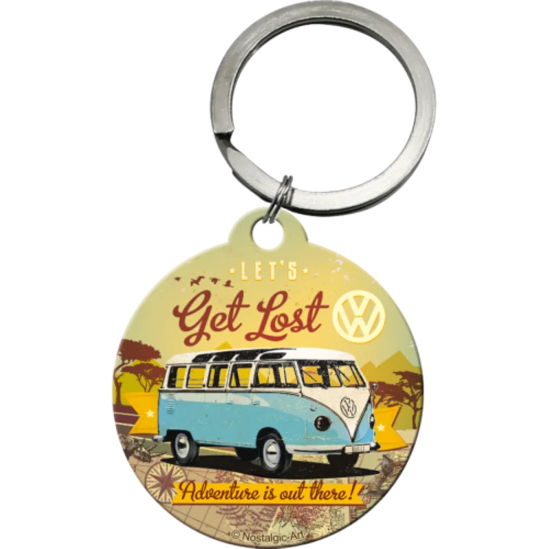 Porte-clés rond VW Bulli "Let's Get Lost"