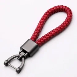 Porte-clefs poignée rouge fait main avec boucle fer à cheval