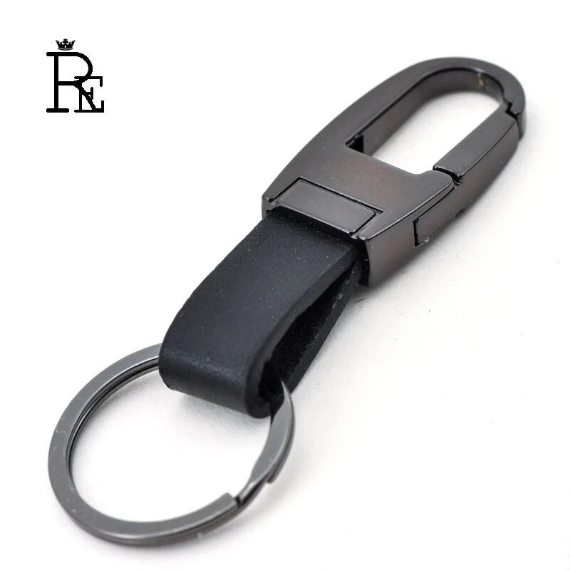 Porte-clés en cuir et acier pour hommes, accessoires suspendus à la taille,  porte-clés de voiture, porte-clés sur Clip de ceinture – acheter aux