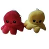 Porte-clés poulpe en peluche double face jaune - rouge