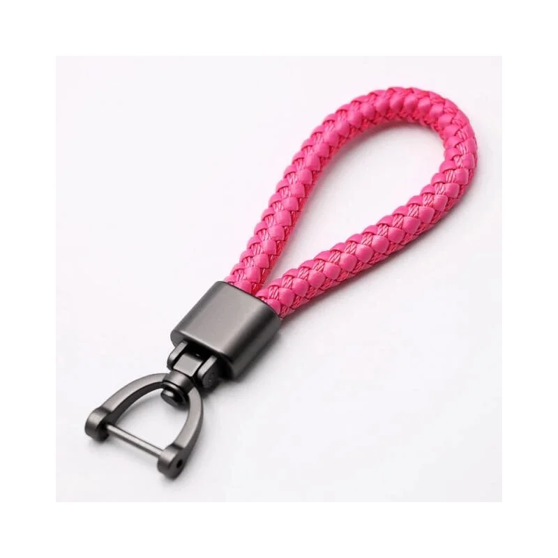 Porte-clés poignée rose fuchsia fait main avec boucle fer à cheval