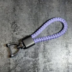 Porte-clés poignée violette fait main avec boucle fer à cheval