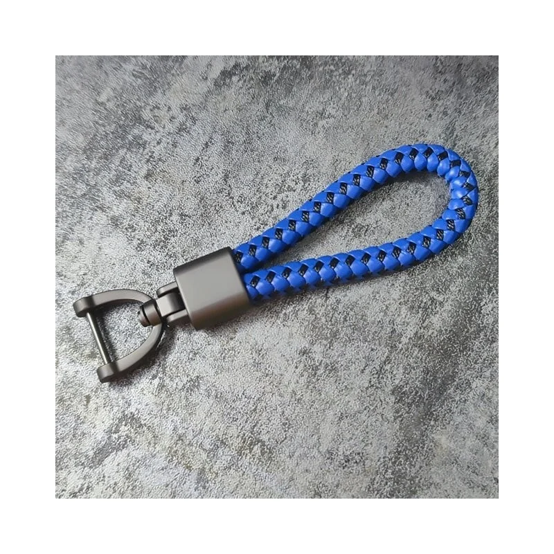 Porte-clés poignée bleu et noir fait main avec boucle fer à cheval