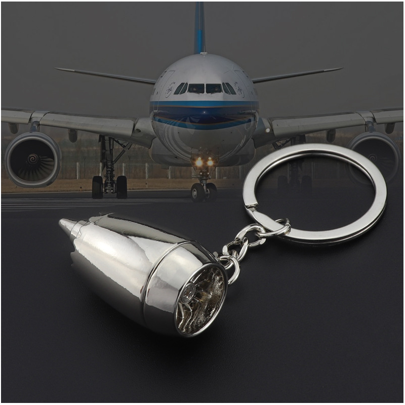 Porte-clés avion turboréacteur en métal