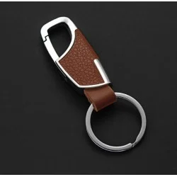 Porte clé mode clip en cuir marron