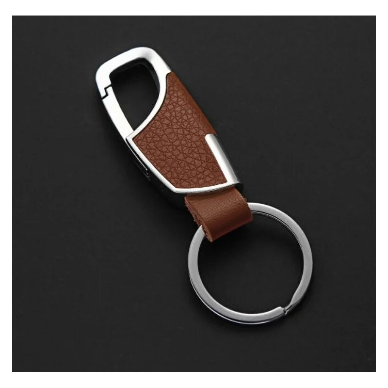 Porte clé mode clip en cuir marron