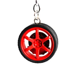 Porte-clés roue de voiture jante rouge